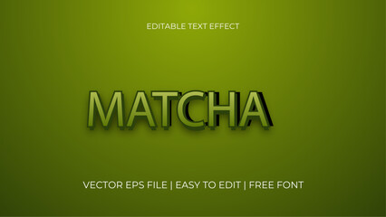 Matcha text effect, editable 3d style text effect