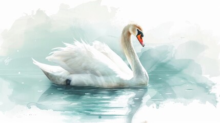Elegant Swan with Clean Background in Gentle Waters