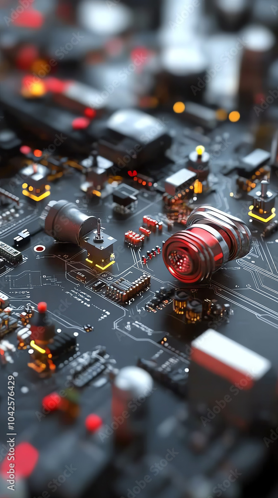 Poster exploring the intricacies of modern circuit boards a close-up look at technology and innovation in e