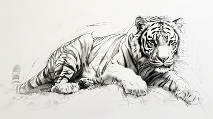 Fototapeta premium Regal Tiger on Clean White Background
