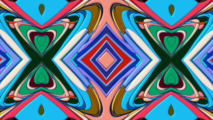 Colorful symmetrical abstract kaleidoscope background pattern for summer 
