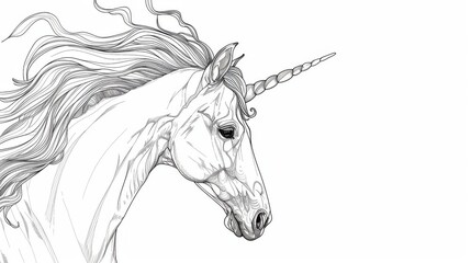 Elegant Line Art of a Majestic Unicorn
