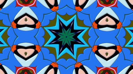 Colorful symmetrical abstract kaleidoscope background pattern for summer 
