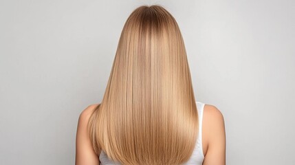 Obraz premium Young woman with damaged hair due to heat, before treatment image shows brittle strands, after image with smooth, straight hair, Heat-damaged hair, restoration process