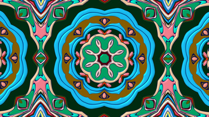Colorful symmetrical abstract kaleidoscope background pattern for summer 
