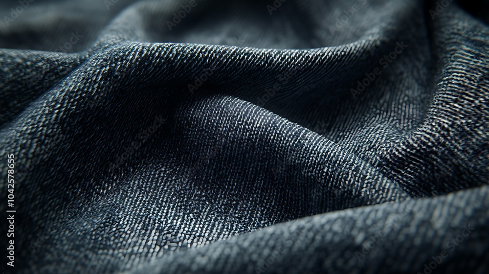 Poster A close-up view of dark fabric showcasing its texture and subtle details in weaving.
