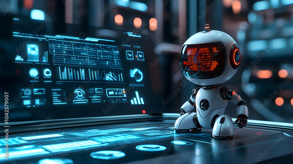 Poster mini robot with a holographic display