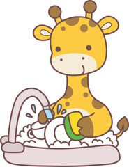 
Set Vector Stock Illustrations Isolated of Baby Giraffe.
Cute giraffe animals with various activities.
Funny sticker of Giraffe animal kids.