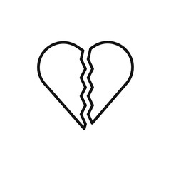 Broken heart icon Flat art illustration in outline