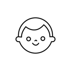 Child face icon Flat art illustration in outline