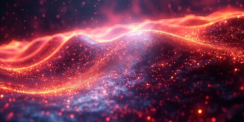 Abstract Red and Blue Particle Wave