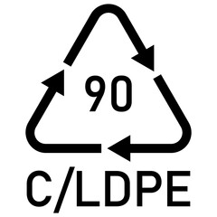 Illustration composites recycling codes C/LDPE 90. Plastic/ aluminium