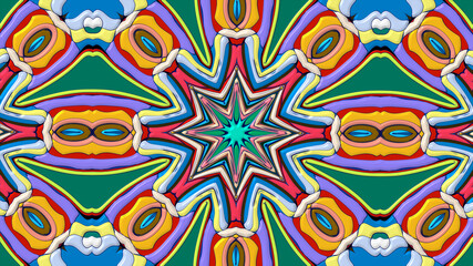 Colorful symmetrical abstract kaleidoscope background pattern for summer 
