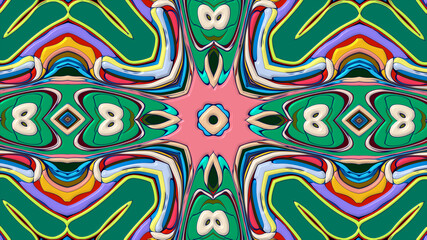 Colorful symmetrical abstract kaleidoscope background pattern for summer 
