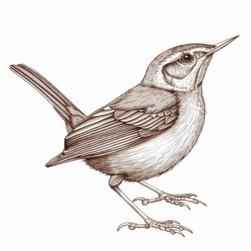 brown bird standing, detailed drawing clip art preview