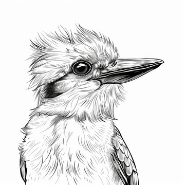 recommend clip art: Elegant Kookaburra Line Art Illustration on White Background