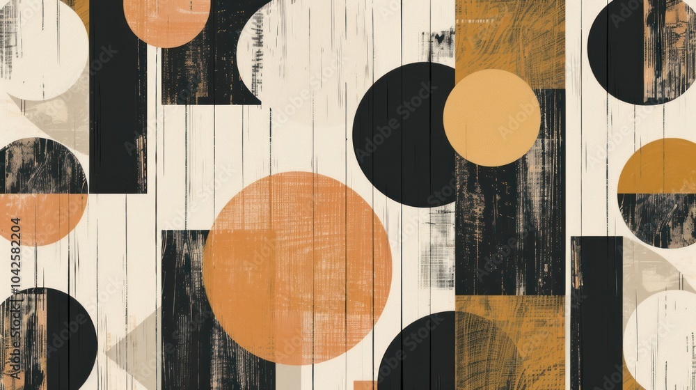 Poster Abstract Geometric Artwork with Circles and Rectangles