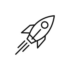 Rocket launch icon Flat art illustration in outline