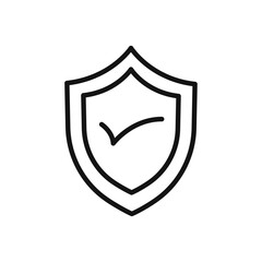 Shield check icon Flat art illustration in outline