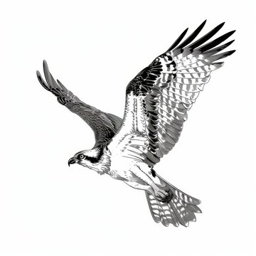 recommend clip art: Osprey in Flight on Clean White Background