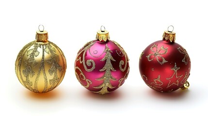 Christmas decoration on white background - a festive and charming sight. This image showcases beautiful Christmas decorations against a pure white backdrop, creating an atmosphere of holiday cheer and