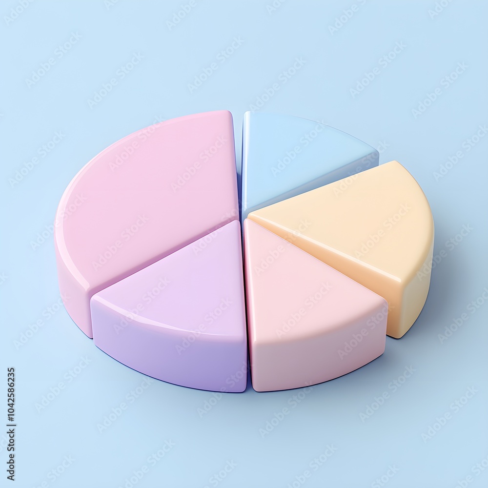 Poster pastel pie chart colorful 3d chart segment graphic