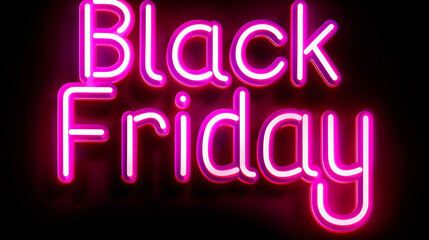 Pink Neon Black Friday Sign on Dark Background