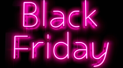 Pink Neon Black Friday Sign on Dark Background