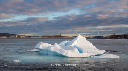 Large ice block floating in the ocean