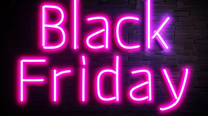 Pink Neon Black Friday Sign on Dark Background