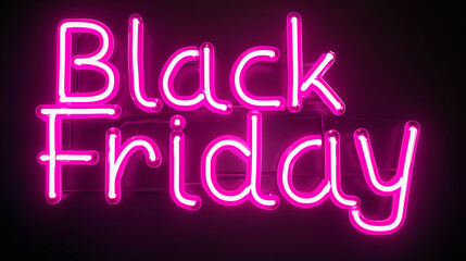 Pink Neon Black Friday Sign on Dark Background
