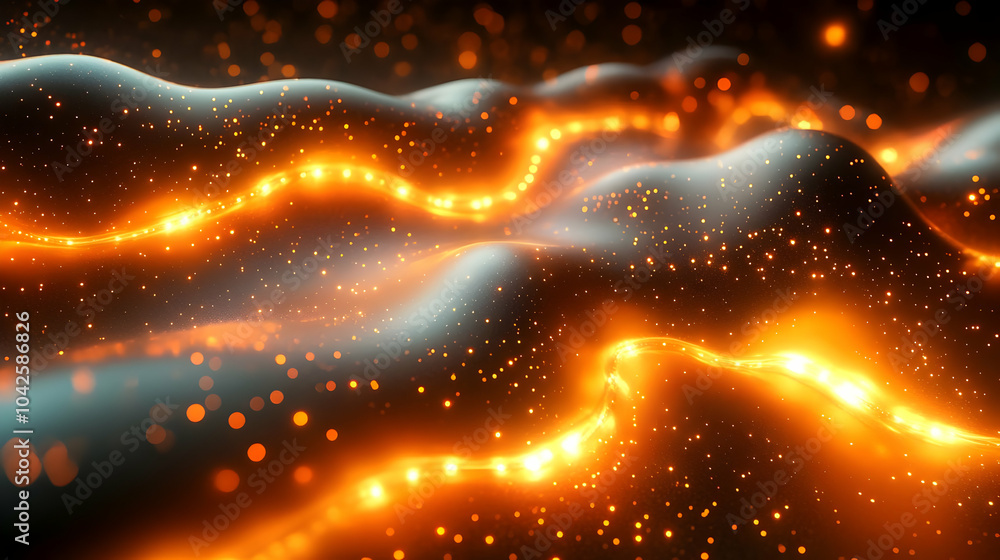Poster abstract glowing waves with a warm, dynamic energy effect.