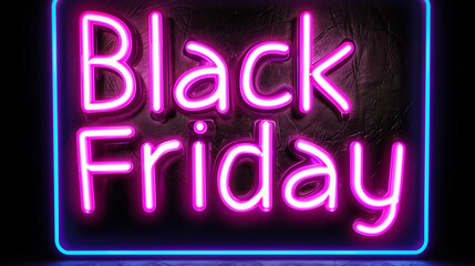 Pink Neon Black Friday Sign on Dark Background
