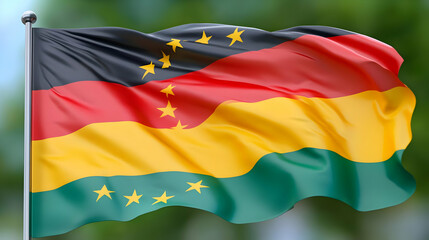 Obraz premium Waving Flag with Yellow Stars - 3D Illustration