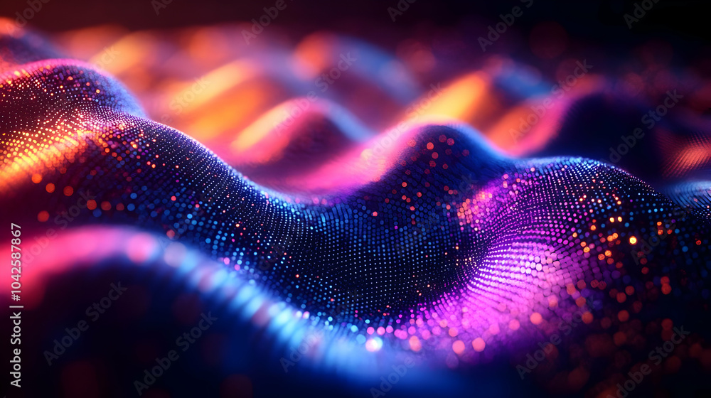 Aufkleber abstract colorful waves with shimmering particles and depth.