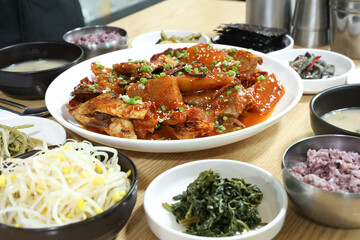 Korea food. Braised Half dried Pollack