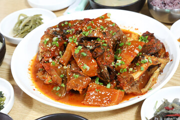 Korea food. Braised Half dried Pollack
