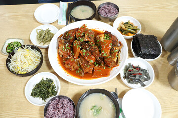 Korea food. Braised Half dried Pollack