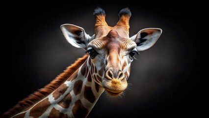 Obraz premium A Gentle Giant's Gaze A Close-Up Portrait of a Giraffe with Intriguing Eyes and a Curious Expression