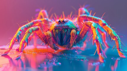 Colorful 3D Render of a Spiny Orb Weaver Spider