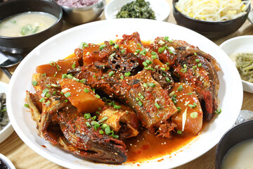 Korea food. Braised Half dried Pollack