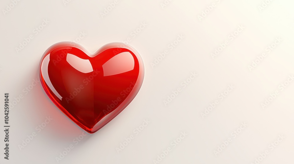 Poster heart shape with a glossy finish, set against a light background with subtle shadows.