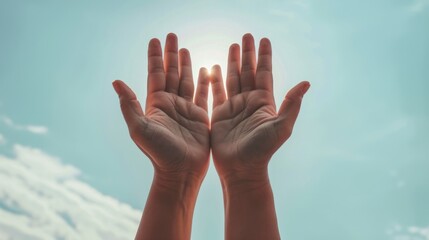 Outstretched Hands Reaching Towards the Sky in a Peaceful and Uplifting Moment