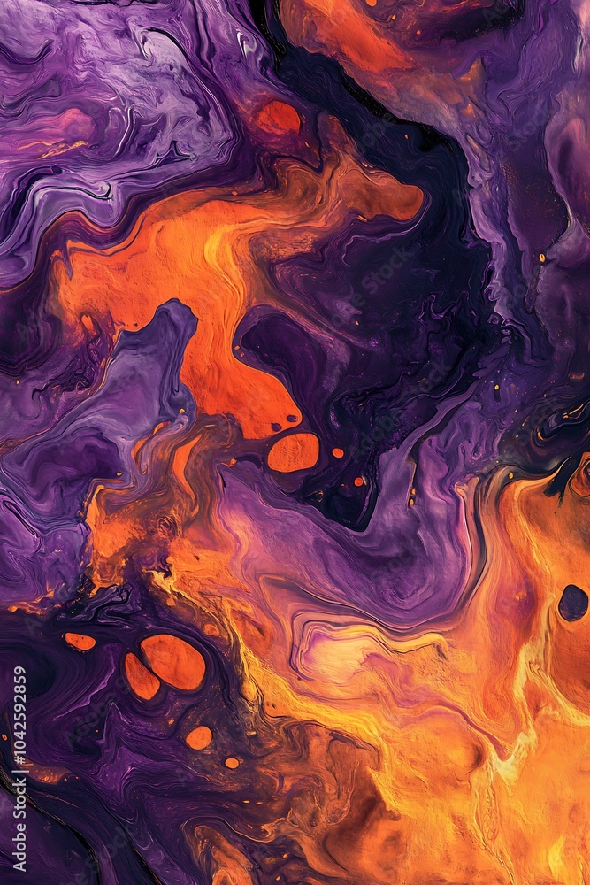 Aufkleber a vibrant abstract design featuring swirling purple and orange hues, creating a dynamic and captivat