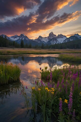 sunset in the mountains