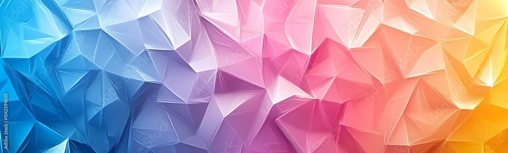 Poster a vibrant gradient background featuring geometric patterns in shades of blue, pink, and orange, crea