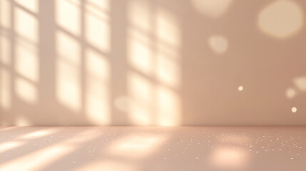 empty minimalist beige wall with windows shadow