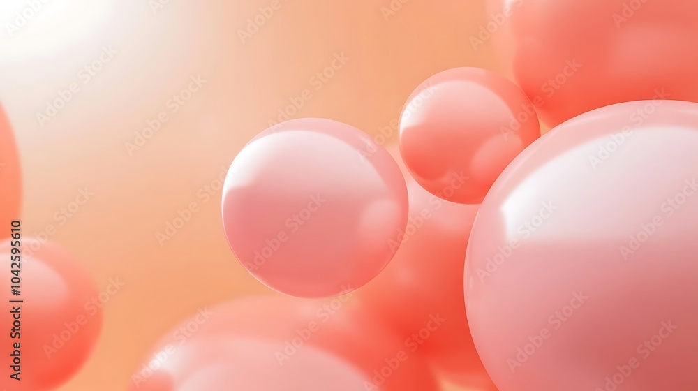 Aufkleber Soft, round shapes in a gentle peach background create a calming and abstract visual effect, evoking a sense of tranquility and modern design.