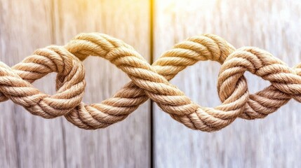 Obraz premium Closely Intertwined Nautical Ropes Forming Intricate Knotted Pattern