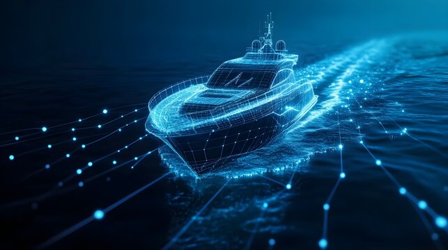 Smart digital boat, artificial intelligence in maritime navigation, technology in marine transportation, exploration, and environmental monitoring